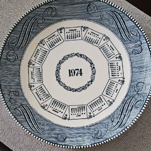 Blue and White Calendar Dinnerware Plate